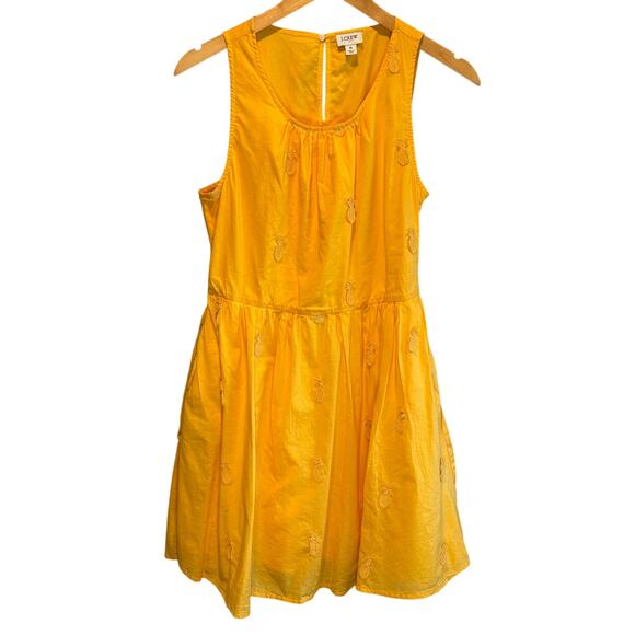 J. Crew Factory Yellow Pineapple Sleeveless Fit & Flare Dress - size 6 - Picture 2 of 7